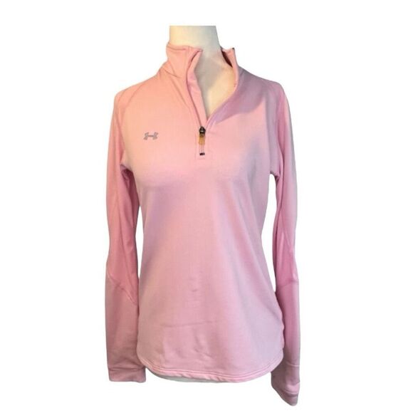 Under Armour Tech 1/2 Zip Shirt Jacket Light Pink Silver Knit Long Sleeve Athlet - Picture 1 of 7